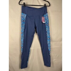 Z by Zobha Elevate Active Leggings Women M Navy Blue Patterned High Waist Pocket